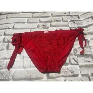 Mossimo Womans Red Crochet‎ Tie Side Bikini Bottom Swimsuit XL